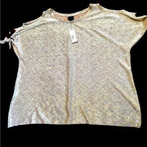 New rose gold metallic Worthington short sleeve blouse 1X